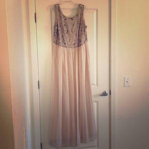 Adrianna Papell Blush Gown with Beaded Bodice